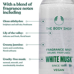 The Body Shop White Musk mist on skin demonstrating instant hydration benefit