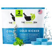 The Herbal Zen front packaging showing 20 Cold Kicker steamers and clear benefits