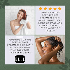 Hand holding a single The Herbal Zen tablet to show size and easy placement in shower