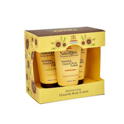 The Naked Bee three-bottle front packaging showing variety and convenience