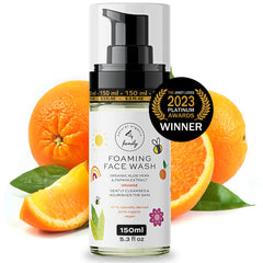The Natural and Organic Family front bottle shot showing product and label benefit