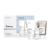 The Ordinary acne set front packaging showing all three products and routine benefit