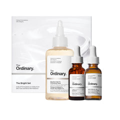 The Ordinary bright set front packaging showing all three products and clarity benefit