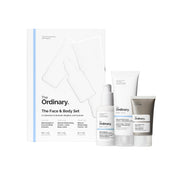 The Ordinary front packaging showing three products and clear benefits