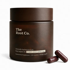 The Root Co. front packaging showing bottle and branding for clear product ID and trust
