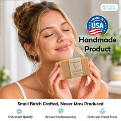 The Soap Haven lather on hand producing creamy bubbles for effective yet gentle cleansing