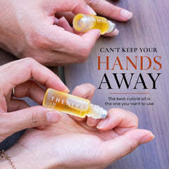 Theniya oil texture drop on skin showing lightweight absorption benefit