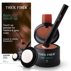THICK FIBER front packaging showing auburn kit and tools for easy touch-ups