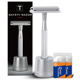 THURLADY razor front view showing sleek metal finish and balanced design benefit