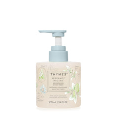 Thymes bottle front view showing bergamot nectar scent and elegant design for display