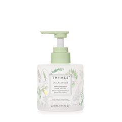 Thymes eucalyptus front packaging showing elegant bottle and label, highlighting premium presentation