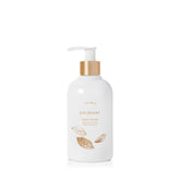 Thymes Goldleaf hand lotion front pump shows elegant packaging and easy dispensing benefit
