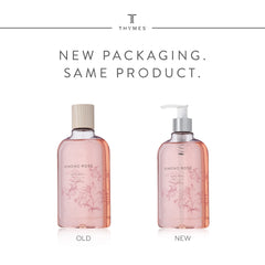 Thymes Kimono Rose pump detail demonstrating easy controlled dispensing