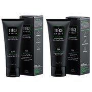 Tiege Hanley front packaging showing both AM and PM moisturizers and packaging benefit