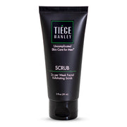 Tiege Hanley front packaging shows compact 2 fl oz tube and clear labeling benefit: travel-ready exfoliant