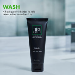 Tiege Hanley foam texture closeup, demonstrates gentle foaming and effective cleanse