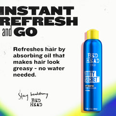 TIGI Bed Head side label with ingredients and directions for quick reference benefit