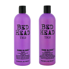 TIGI Bed Head Dumb Blonde duo front packaging shows size and salon-strength benefits