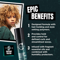 TIGI Catwalk product in hand being applied to damp curls for easier shaping