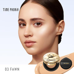 TIMEPHORIA open cushion with puff and visible cream, demonstrates easy application benefit