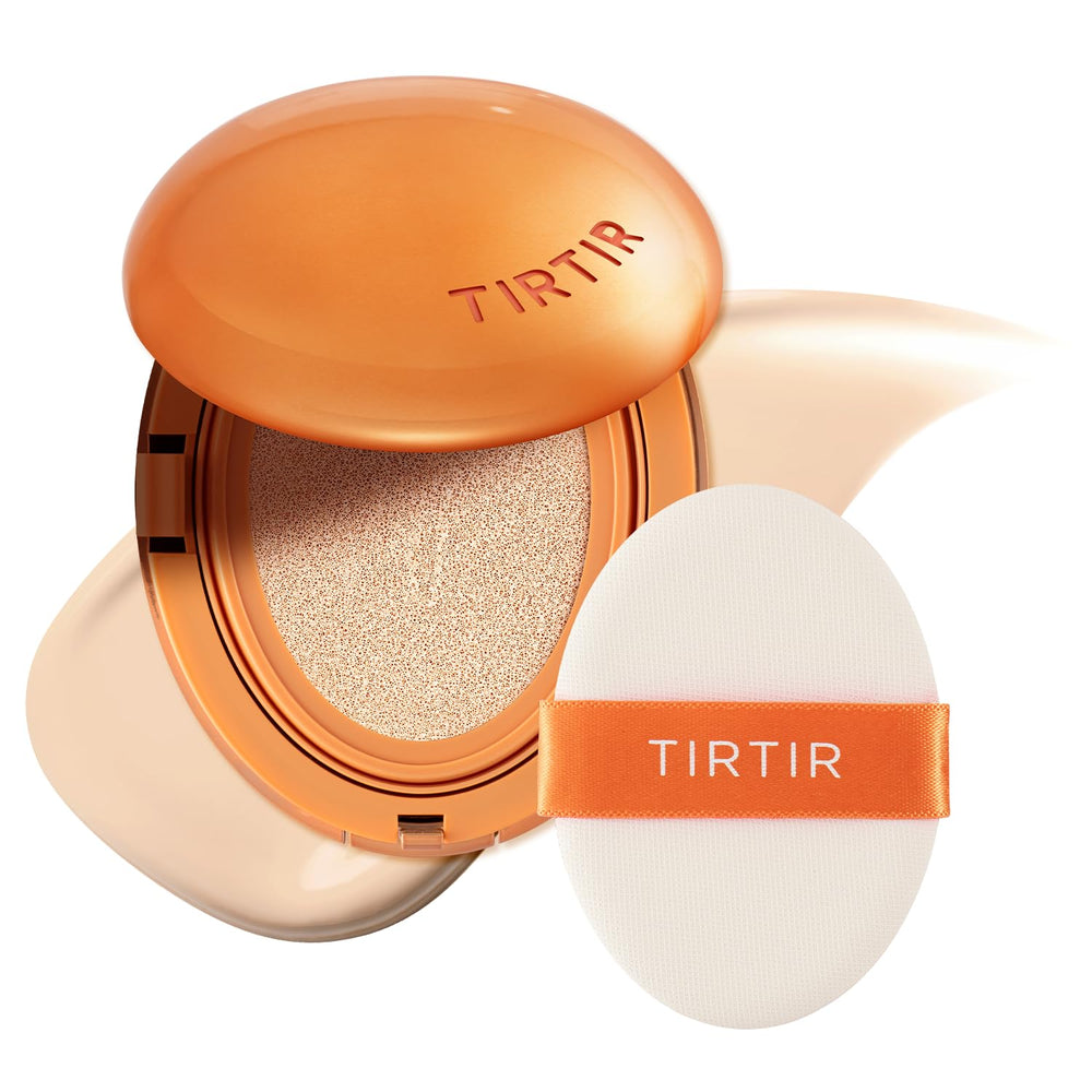 TIRTIR cushion compact front view showing sleek case and portability benefit