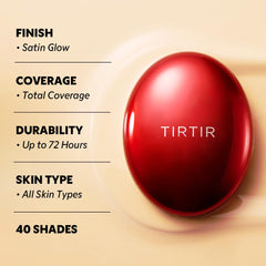 TIRTIR application puff in hand demonstrating controlled, mess-free coverage