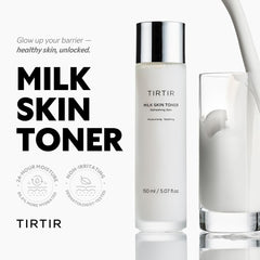 TIRTIR milk skin rice toner ingredient label highlighting niacinamide and ceramide benefits