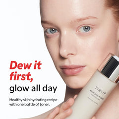 TIRTIR milk skin rice toner creamy texture close-up delivering lightweight hydration