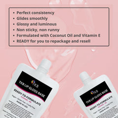 TKB Trading lip gloss base close-up clarity highlighting crystal clear finish
