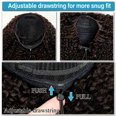 Tkekrw drawstring and comb cap detail showing secure, adjustable fit