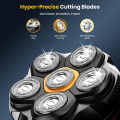 TLMUSE blade close-up showing double-layer foils for gentle close shave