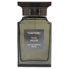 Tom Ford Oud Wood cap and label detail highlighting brand and premium finish