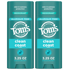 Tom's of Maine front packaging showing two sticks and fresh coastal scent benefit