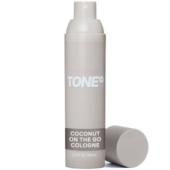TONE Exclusive front bottle showing coconut cologne and easy travel use