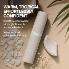 TONE Exclusive label close-up highlighting scent notes and product name