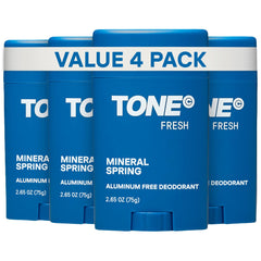 TONE front packaging showing fresh aluminum-free deodorant and clear branding