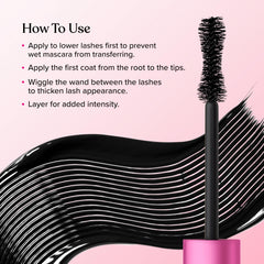 Too Faced rich-black formula texture displayed, easy buildable coverage