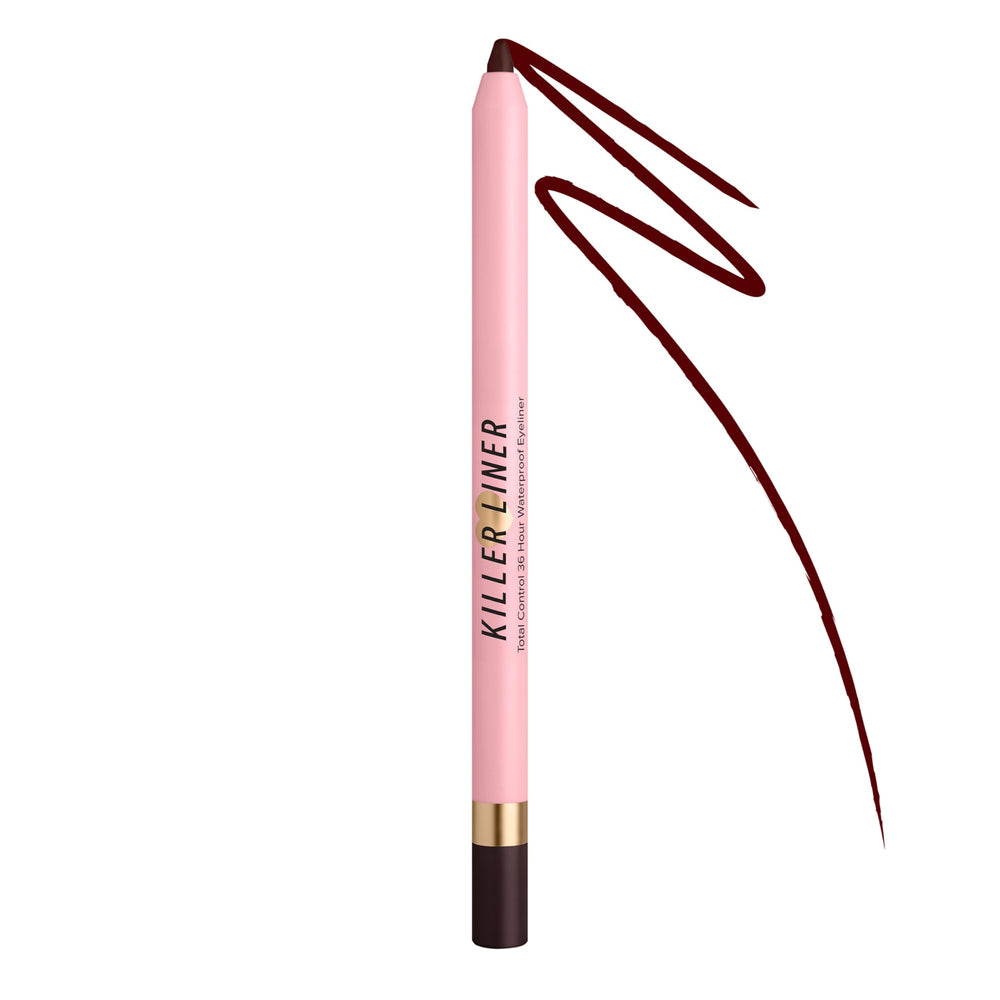 Too Faced pencil front packaging showing Espresso shade and compact size benefit