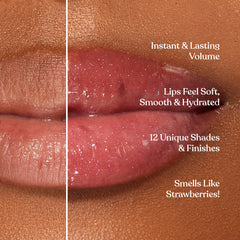 Too Faced lip injection texture closeup highlighting glossy, non-sticky finish