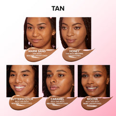 Too Faced texture close-up showing creamy hydrating finish and blendability
