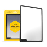 TOOLETRIES front view of Hugo Maxi shower mirror showing large clear reflection benefit