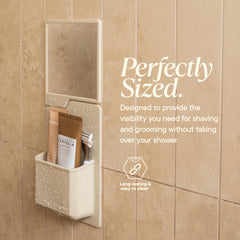 TOOLETRIES Oliver adhesive pad detail showing no-drill secure installation benefit