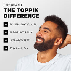 Applying Toppik gray fibers with applicator for precise coverage