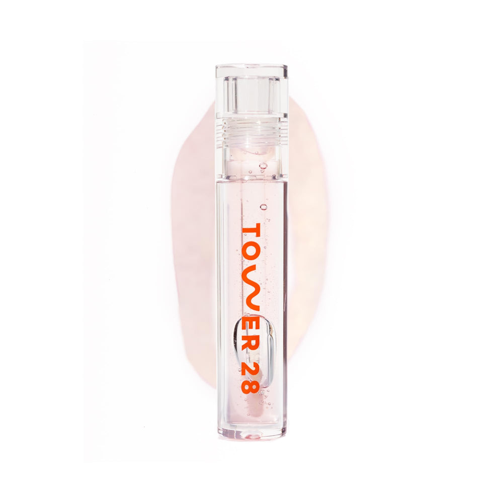 Tower 28 ShineOn front packaging showing compact gloss and branding benefit: easy travel
