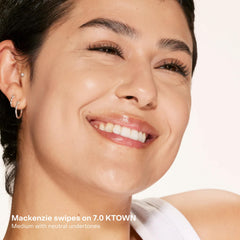 Tower 28 texture swipe showing creamy-serum finish for smooth blending