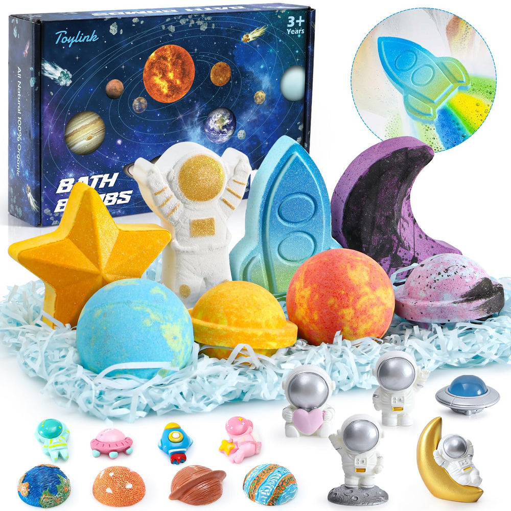 Toylink front packaging showing colorful space-themed gift box and toys