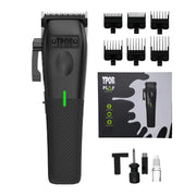 TPOB Play Barber front view showing blackout body and controls for professional handling