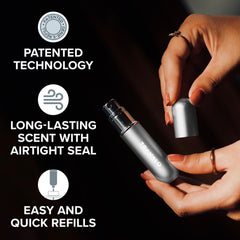 Travalo window view displaying visible perfume level for easy refill monitoring with Travalo
