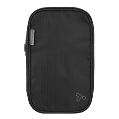 Travelon front view of compact hanging toiletry kit showing organized pockets and quick packing benefit