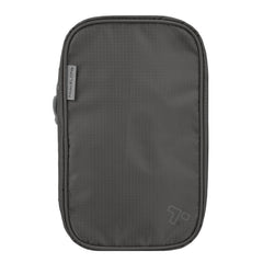 Travelon front view of compact hanging toiletry kit showing organized pockets and portability